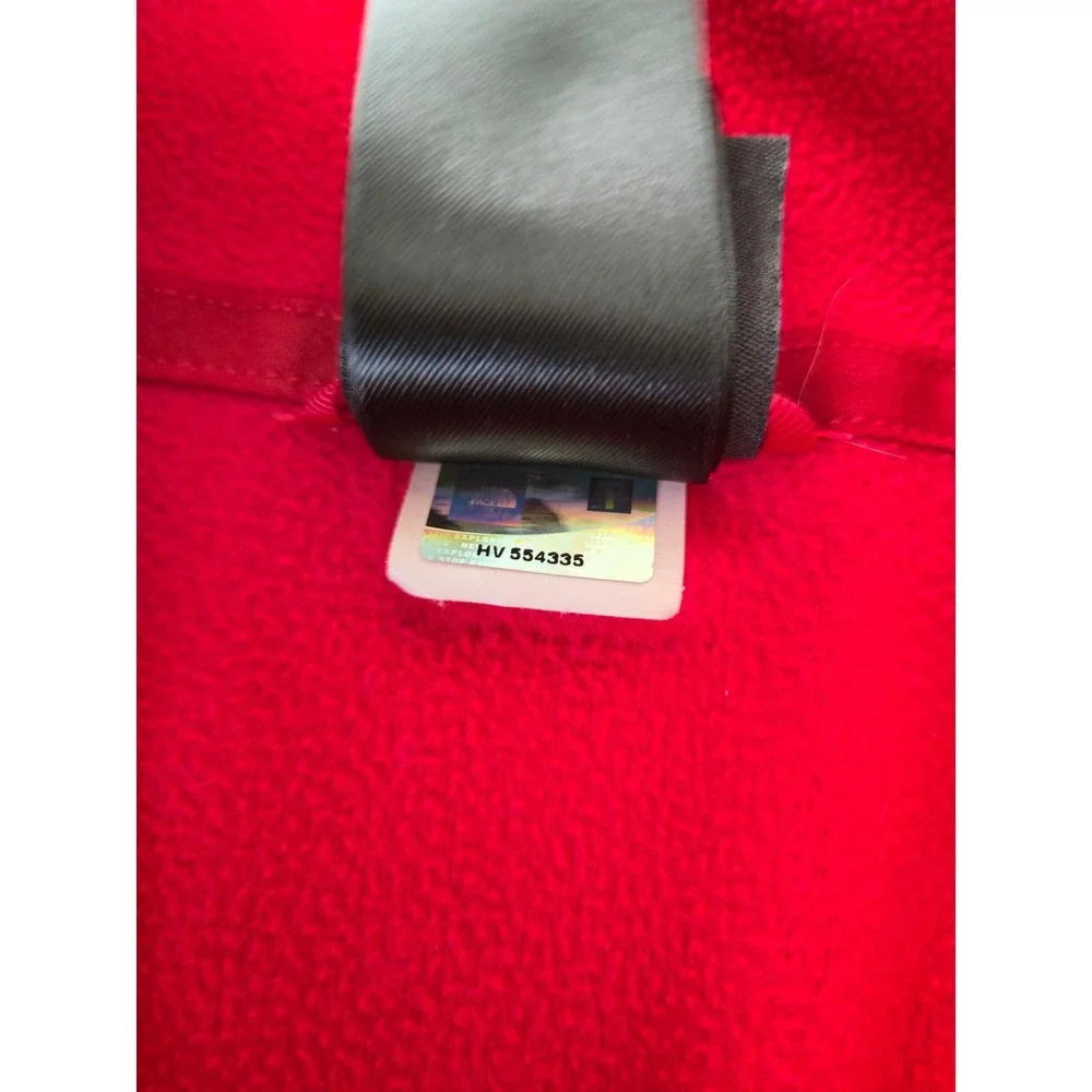 The North Face TKA 100 Classic Trinity 1/4 Zip Pullover Fleece Red Grey M EUC
